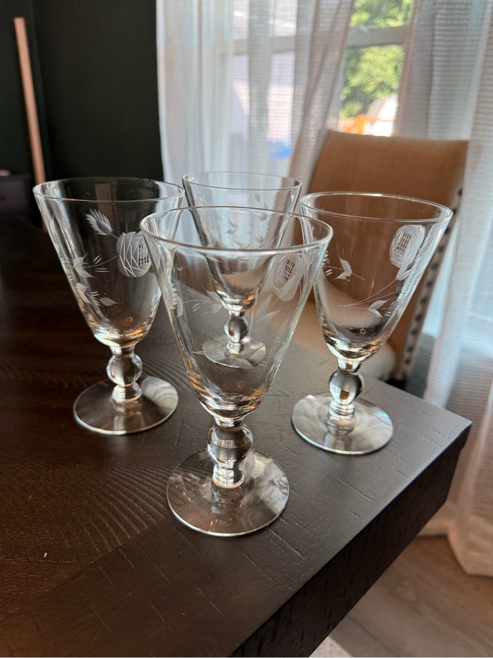 Vintage Fostoria Rose Crystal Water Goblets Set of 4